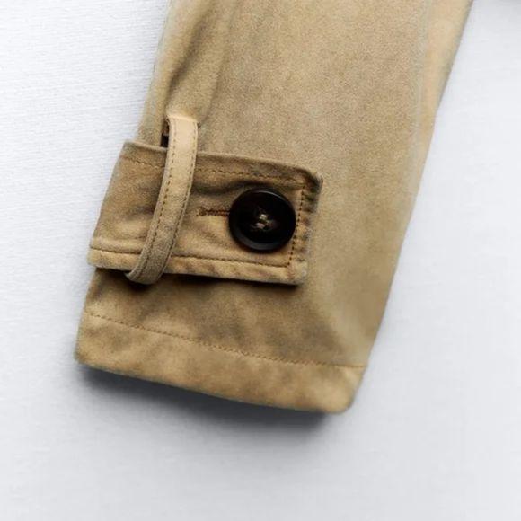 Zara Faux Suede Trench Style Jacket - Picture 7 of 8